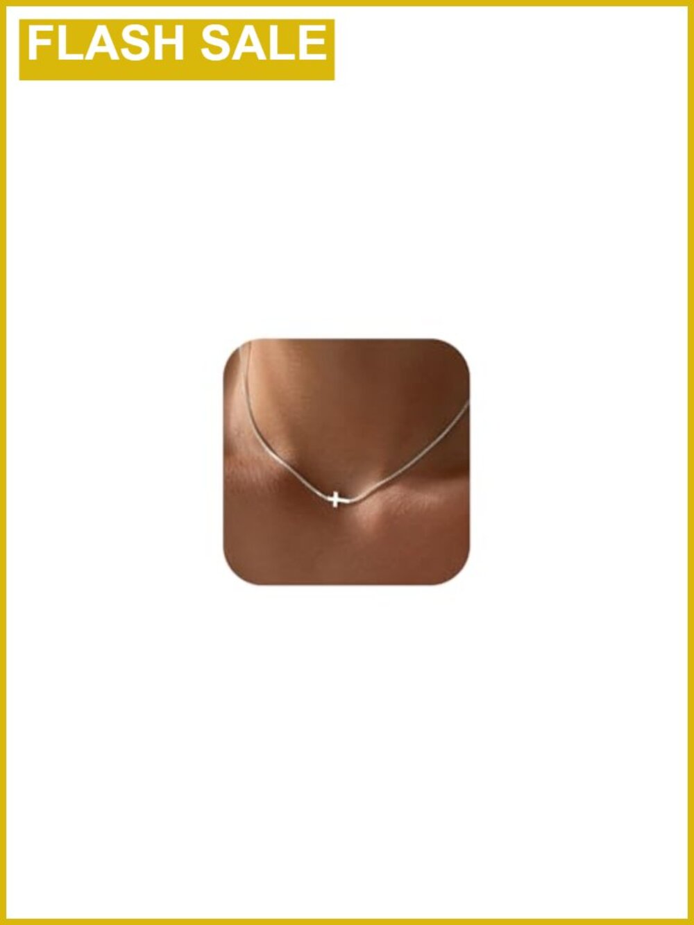 14K Gold Plated Cross Necklace Dainty Small Pendant Choker Adjustable